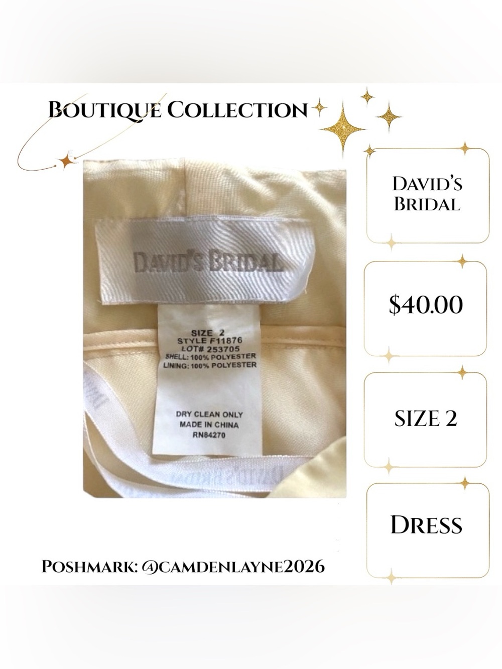 David's Bridal Butter Yellow Halter Mini Dress with Striped Hem - Picture 6 of 6